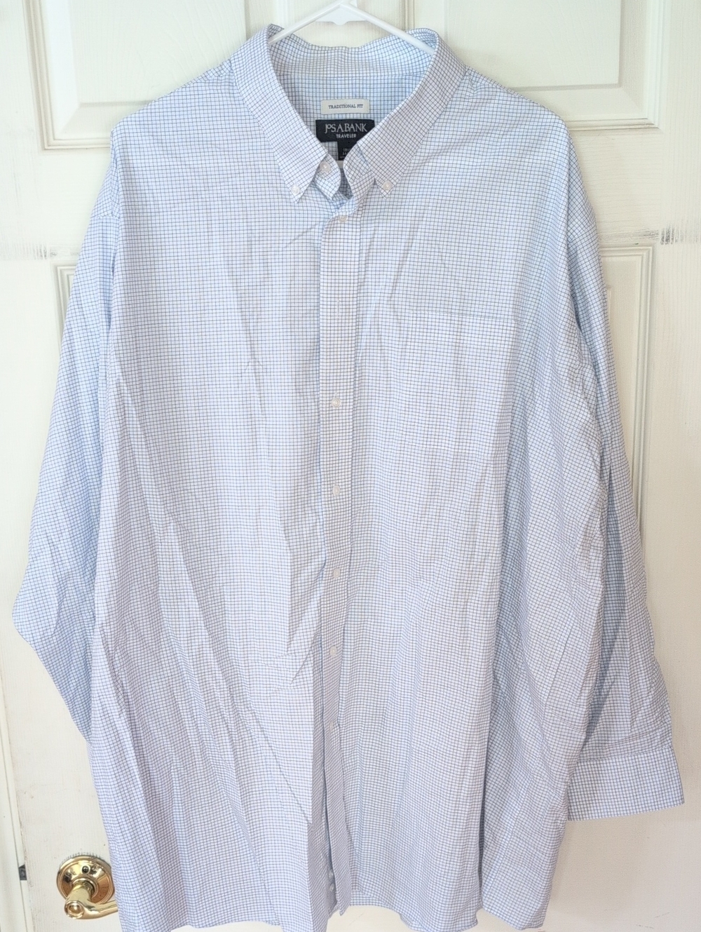 Jos. A. Bank Light Blue Micro-Check Button-Down Dress Shirt 18.5/34/35
